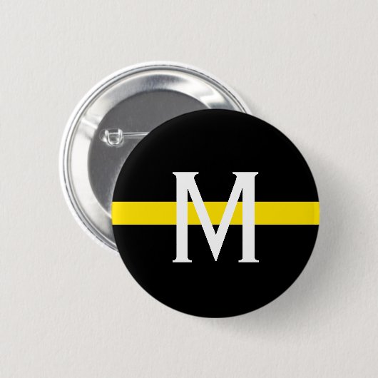 Fahrdienstleiter-dünne gelbe Linie Monogramm Button (Vorne & Hinten)