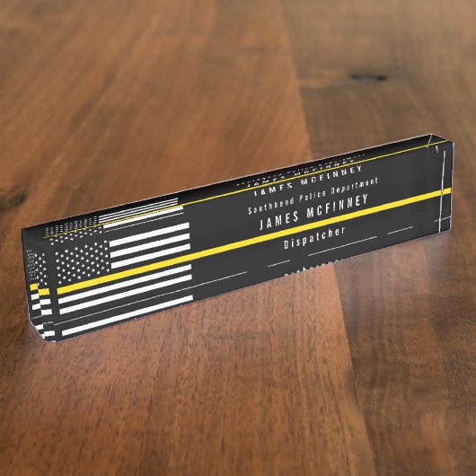 Fahrdienstleiter-dünne gelbe Linie Namensplakette (Seite)