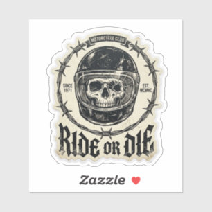 Fahre-oder-Stirb Biker-Totenkopf Kaputte Helme Sta Aufkleber