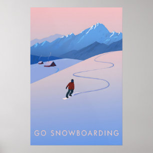 Fahre Snowboarden Reiseplakat Poster