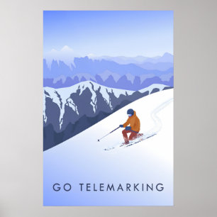 Fahre Telemark Skilanglauf Reiseplakat Poster