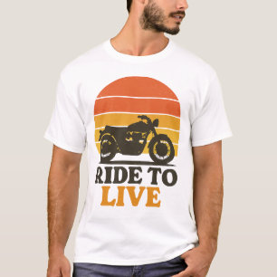 Fahre um zu Leben – Retro-Motorrad-Sonnenuntergang T-Shirt