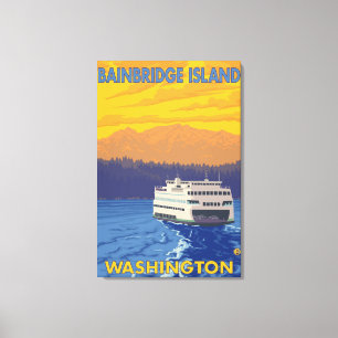 Fähre und Berge - Bainbridge Insel, WA Leinwanddruck