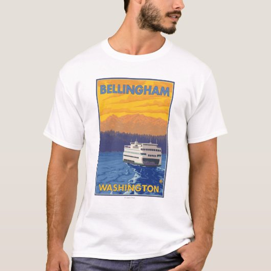 Fähre und Berge - Bellingham, Washington T-Shirt (Vorderseite)
