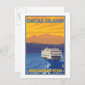 Fähre und Berge - Orcas Island, Washington Postkarte (Vorne/Hinten)