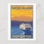 Fähre und Berge - Orcas Island, Washington Postkarte (Vorderseite)