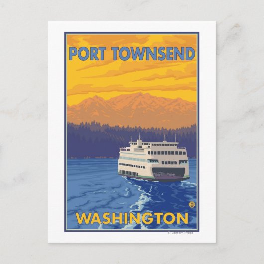Fähre und Berge - Port Townsend, Washington Postkarte (Vorderseite)