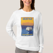 Fähre und Berge - Seattle, Washington T-Shirt (Vorderseite)