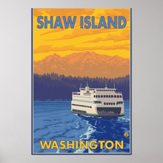 Fähre und Berge - Shaw Island, Washington Poster (Vorne)