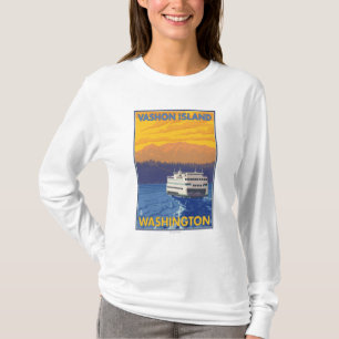 Fähre und Berge - Vashon Insel, T-Shirt