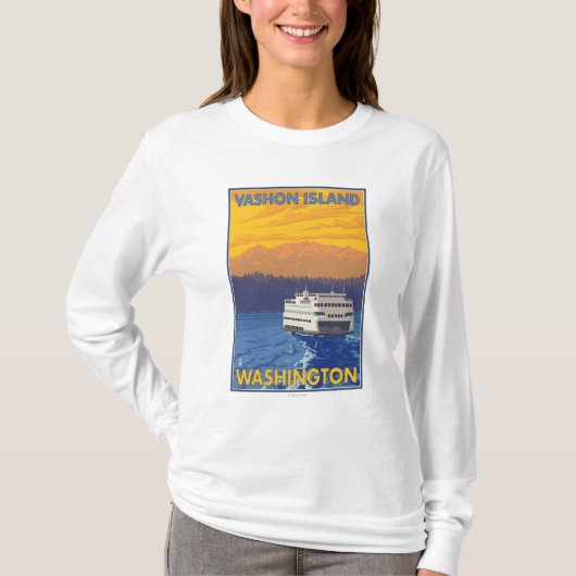 Fähre und Berge - Vashon Insel, T-Shirt (Vorderseite)