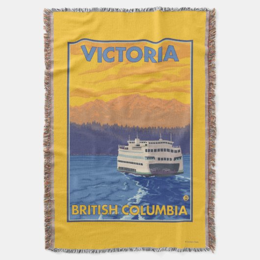 Fähre und Berge - Victoria, BC Kanada Decke (Vorderseite Vertikal)