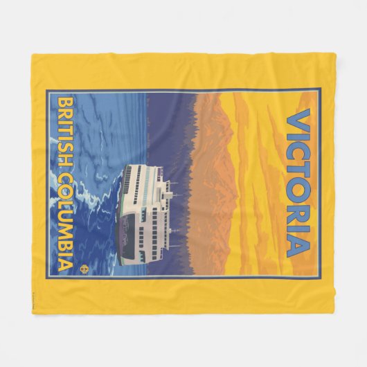 Fähre und Berge - Victoria, BC Kanada Fleecedecke (Vorderseite (Horizontal))