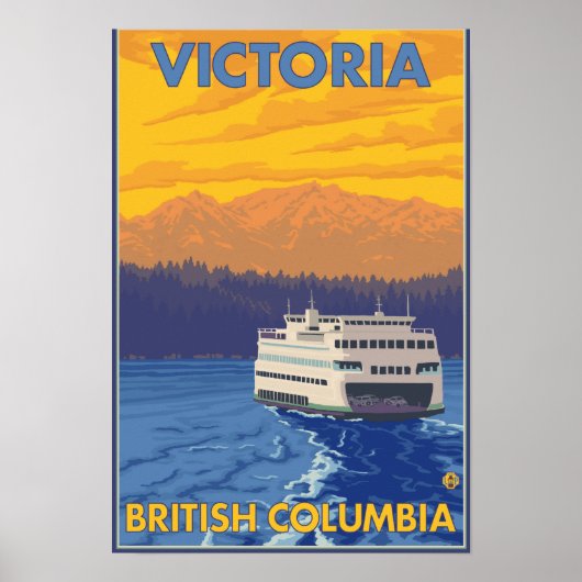 Fähre und Berge - Victoria, BC Kanada Poster (Vorne)
