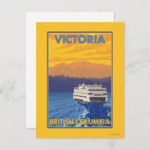 Fähre und Berge - Victoria, BC Kanada Postkarte (Vorne/Hinten)