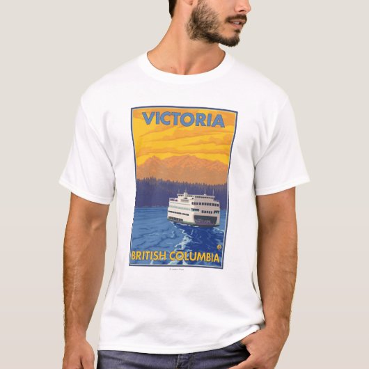 Fähre und Berge - Victoria, BC Kanada T-Shirt (Vorderseite)