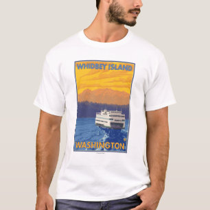 Fähre und Berge - Whidbey Insel, Washington T-Shirt