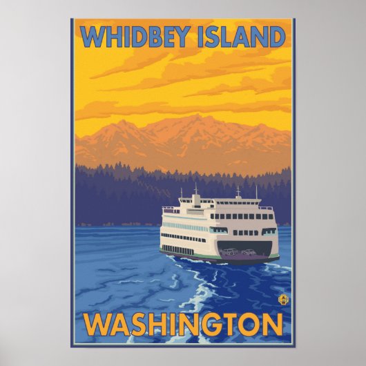 Fähre und Berge - Whidbey Island, Washington Poster (Vorne)