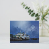 Fähre unter der Mondpostkarte Postkarte (Stehend Vorderseite)