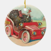Fahren der Truthahn-Erntedank-Verzierung Keramikornament (Hinten)