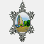 Fahren durch die Lincoln Avenue Schneeflocken Zinn-Ornament (Links)