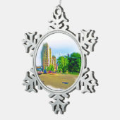 Fahren durch die Lincoln Avenue Schneeflocken Zinn-Ornament (Rechts)