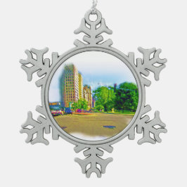 Fahren durch die Lincoln Avenue Schneeflocken Zinn-Ornament