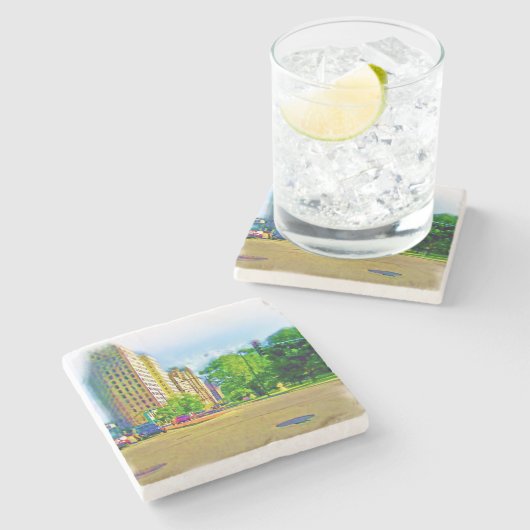 Fahren durch die Lincoln Avenue Steinuntersetzer (Seitenansicht)