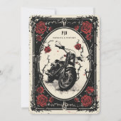 Fahren in ewig: Bikes & Rose Hochzeit Einladung (Rückseite)