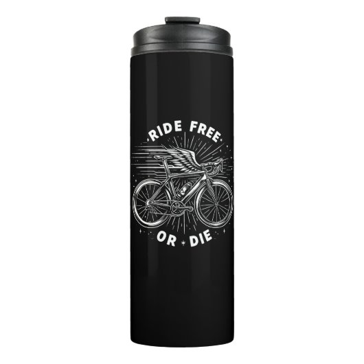 Fahren kostenlos oder Die mit dem Fahrrad Thermosbecher (Vorderseite)