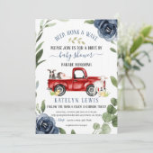 Fahren mit Baby-Dusche im Betrieb Einladung (Stehend Vorderseite)