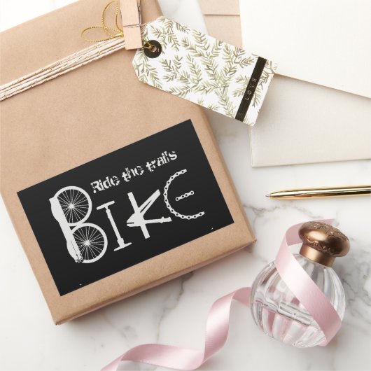 Fahren mit dem Fahrrad aus Fahrradteilen Rechteckiger Aufkleber (Schenken)