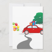 Fahren mit der Einladungskarte zum Geburtstag (Rückseite)