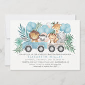 Fahren mit Jungle Animals Boys Baby Dusche Einladung (Vorderseite)