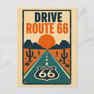 Fahren Sie auf der Route 66 Vintage Americana Dese Postkarte