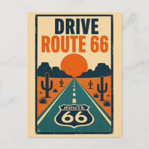 Fahren Sie auf der Route 66 Vintage Americana Dese Postkarte