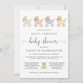 Fahren Sie durch die Babydusche | Retro Carriages Einladung (Vorderseite)