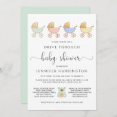 Fahren Sie durch die Babydusche | Retro Carriages  Einladung (Vorne/Hinten)