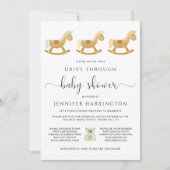 Fahren Sie durch die Babydusche | Retro Rocking Pf Einladung (Vorderseite)