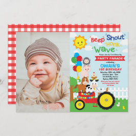 Fahren Sie durch die Geburtstagsparade Party Tiere Einladung