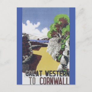 Fahren Sie Great Western nach Cornwall Vintage Rei Postkarte