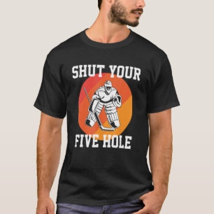 Fahren Sie mit dem 5-Loch Retro Eishockey Team Spo T-Shirt