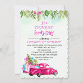 Fahren Sie mit dem Auto durch Drive Thru Geburtsta Einladung (Vorderseite)