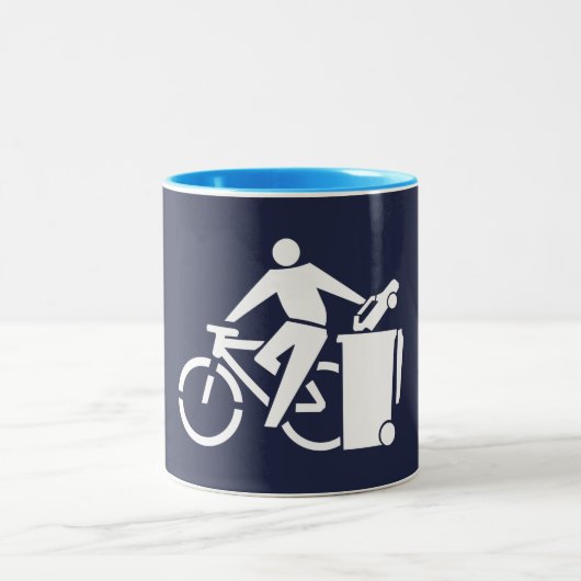 Fahren Sie mit dem Fahrrad, zerstören Sie Ihr Auto Zweifarbige Tasse (Mittel)