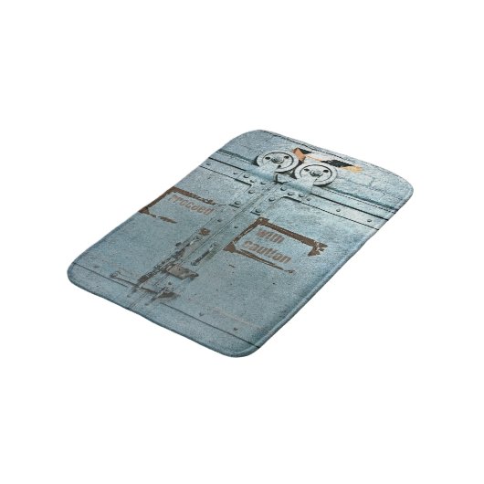 Fahren Sie mit der Vorsicht blau-grauen Industriet Badematte (Schrägansicht)