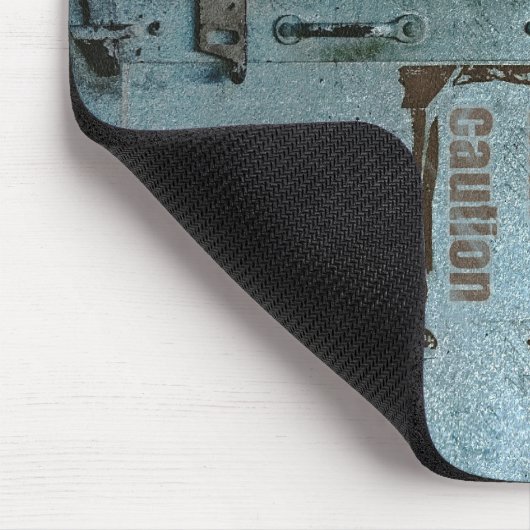 Fahren Sie mit der Vorsicht blau-grauen Industriet Mousepad (Ecke)