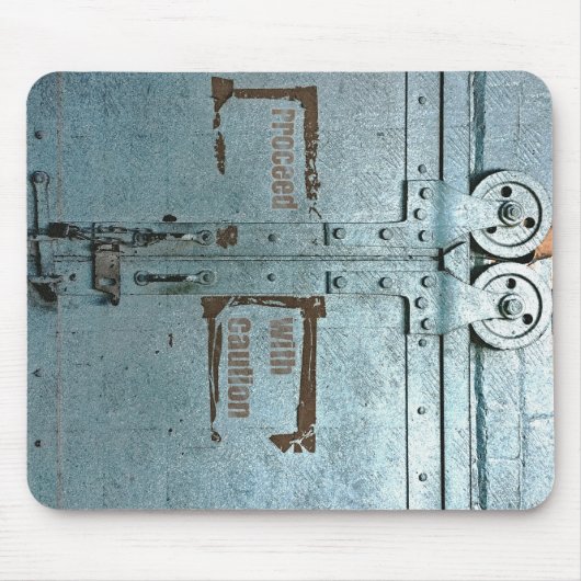 Fahren Sie mit der Vorsicht blau-grauen Industriet Mousepad (Vorne)