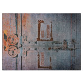 Fahren Sie mit der Vorsicht blau-grauen Industriet Schneidebrett (Vorderseite)