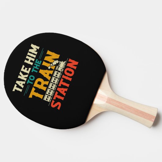 Fahren Sie mit ihm zum Bahnhofsdesign Tischtennis Schläger (Seitenansicht)