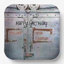 Fahren Sie mit Vorsicht mit blaugrauem Industriezw